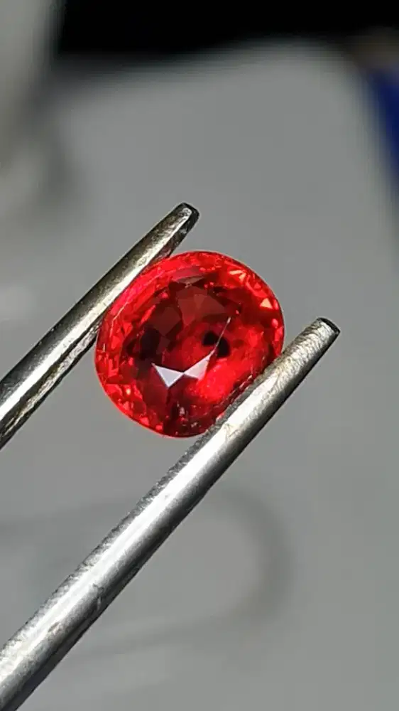 Super Quality Orangy Red Ruby Songea, Luster Bara api