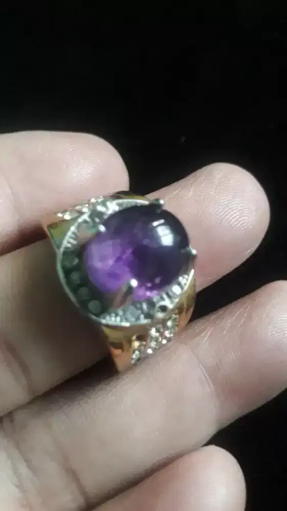 CINCIN BATU KECUBUNG UNGU KRISTAL NATURAL