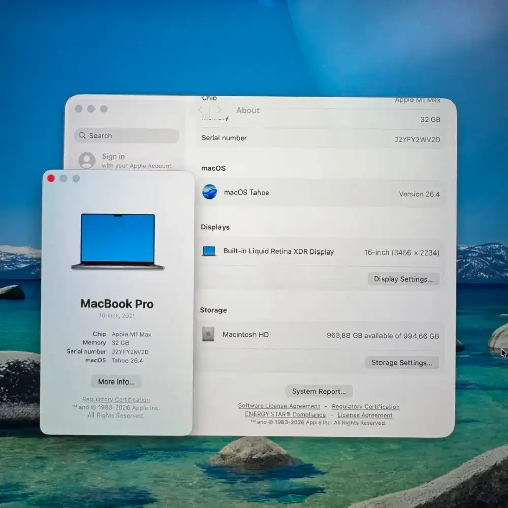 Macbook M1 Pro Max 16 Inch Ram 32 Ssd 1 Tb lengkap full set Space Grey