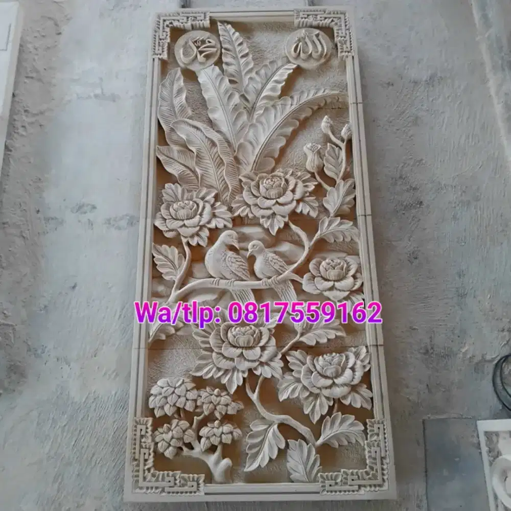 Relief burung prekutut batu alam