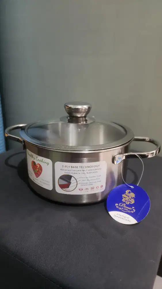 Panci Susu Bima Precious Kitchen 18cm Stainless Steel dgn tutup kaca