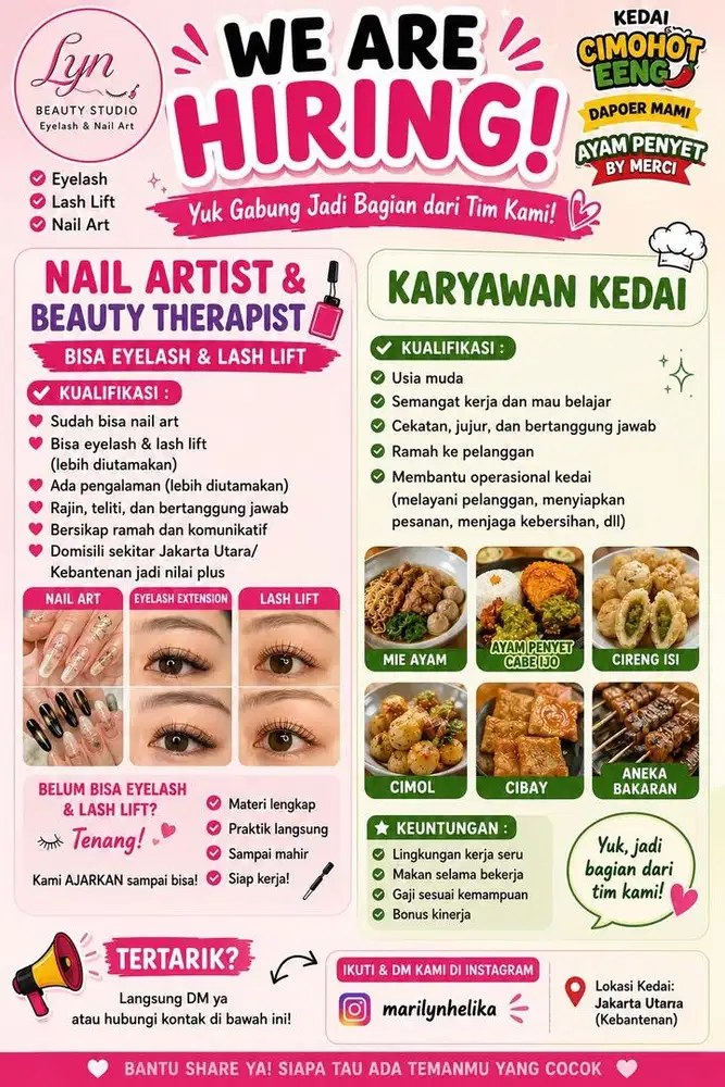Dicari Nail Artist & Penjaga Kedai