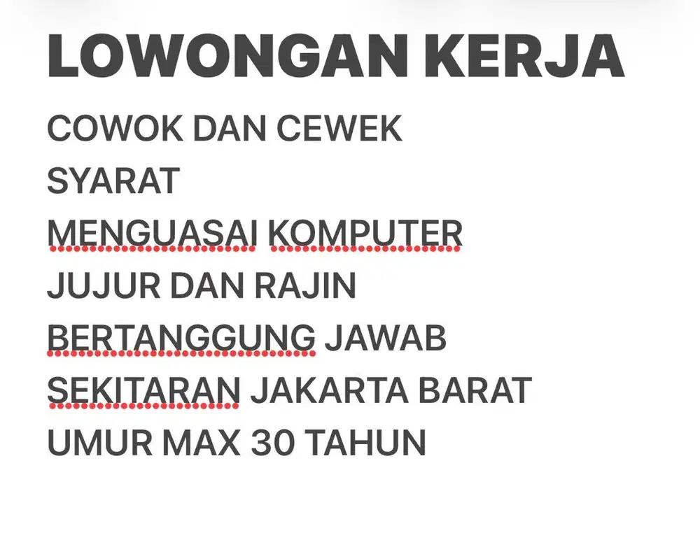 LOKER cowok dan cewek