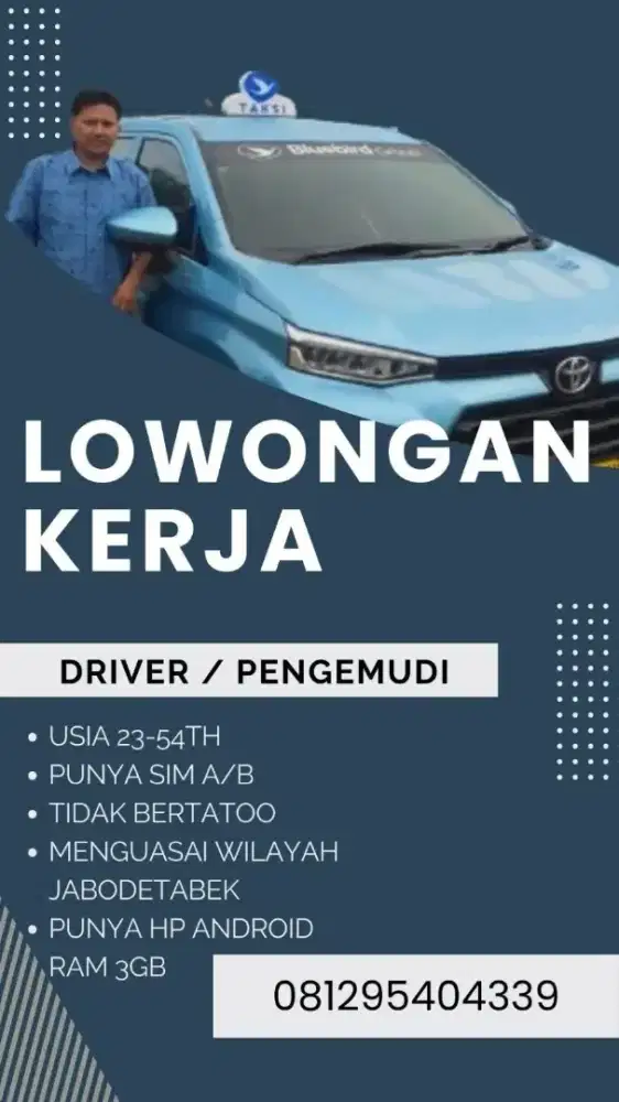 Lowongan driver Blue Bird Taxi