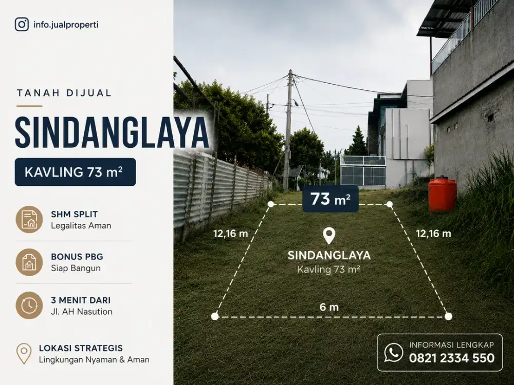 Kavling SHM 73m² Sindanglaya, Strategis Dekat Borma Pasir Impun Bandung