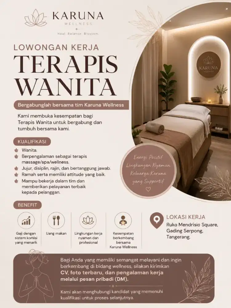 dicari terapis wanita