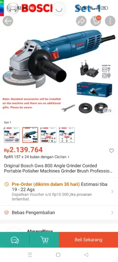 Gerinda BOSCH GWS800 BARU