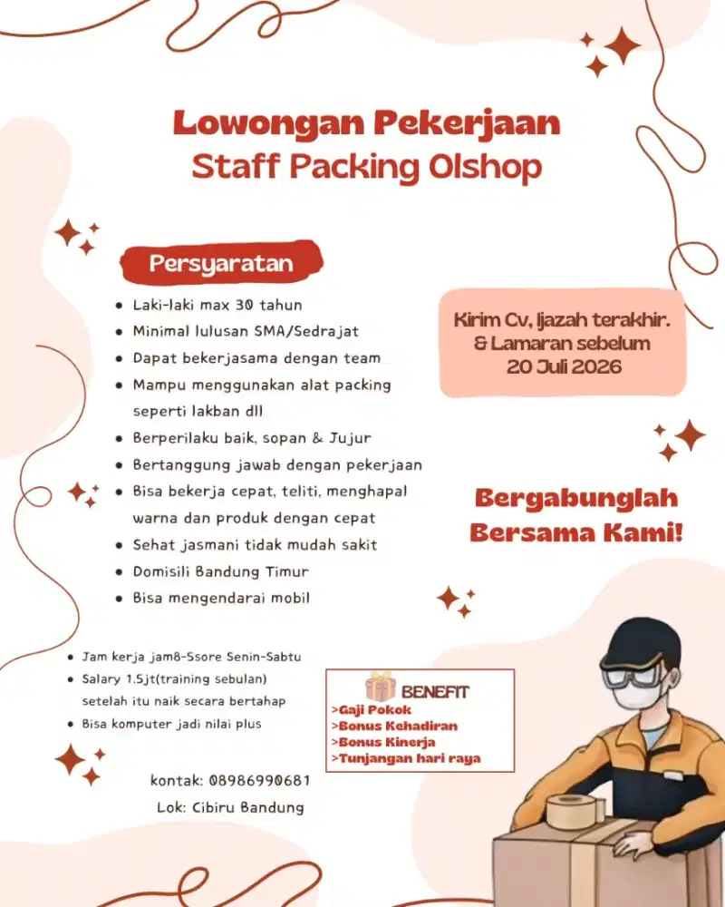 LOKER PACKING ONLINESHOP DAN DRIVER