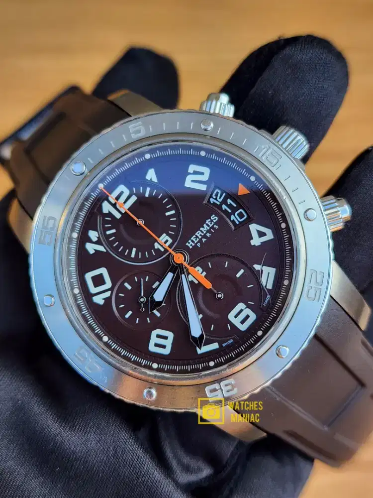 Jam Tangan Original Hermes Paris Clipper Chronograph Automatic Swiss