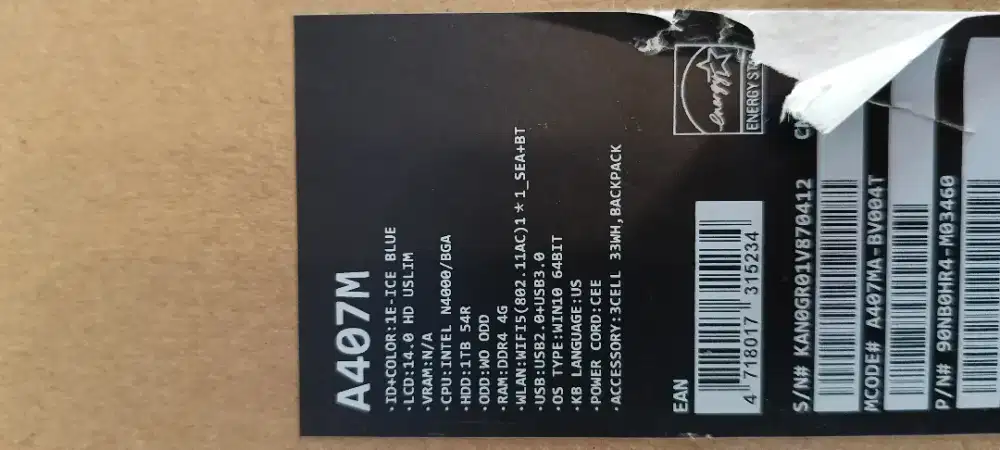Laptop ASUS Intel Inside A407M