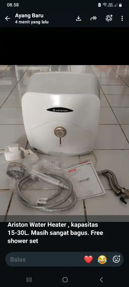 Jual water heather, kondisi 90% baru