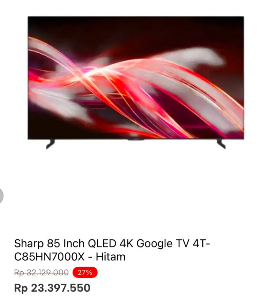 SHARP 85 INCH QLED 4K GOOGLE TV 4T-C85HN7000X