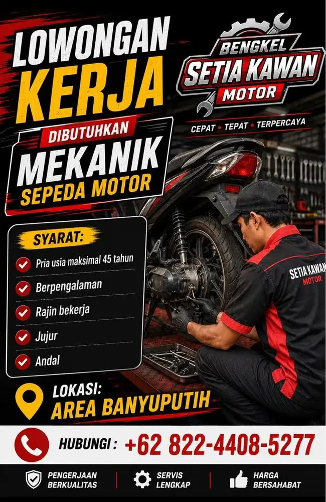 Dicari mekanik motor