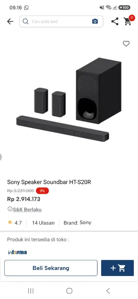 SONY SPEAKER SOUNDBAR HT-S20R