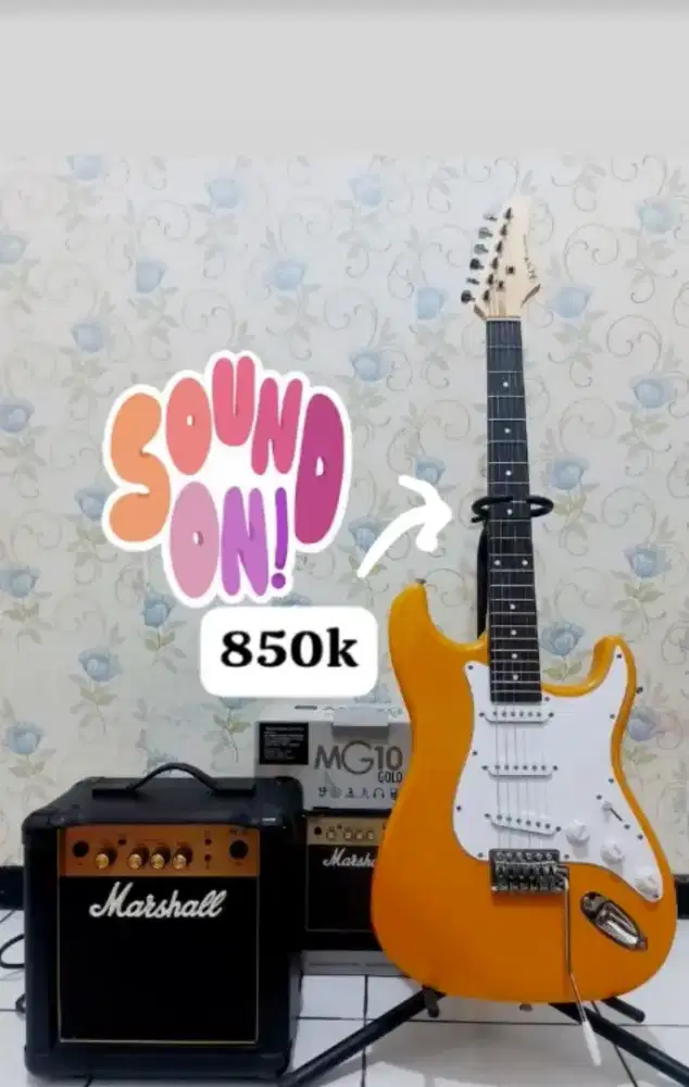 Gitar elektrik strato marshall mg10 gold