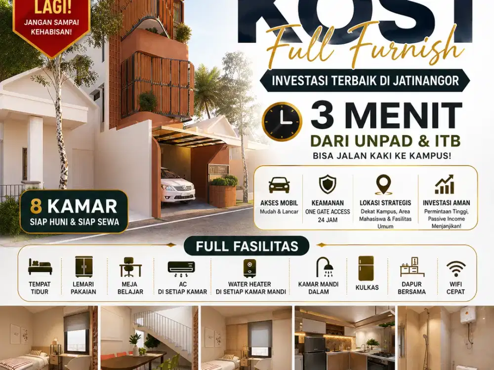 Hanya 1 Unit Tersisa! Kost Exclusive Jatinangor Siap Hasilkan Income