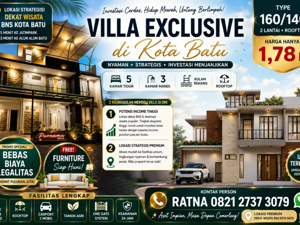 villa selangkah dari wisata BNS