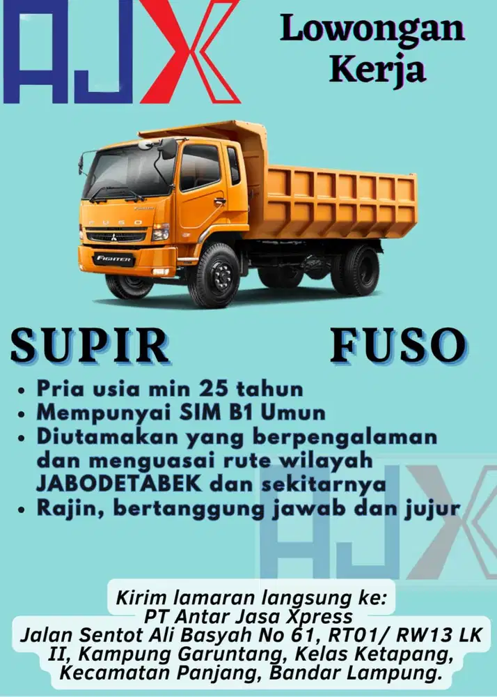 LOWONGAN KERJA sebagai SUPIR FUSO