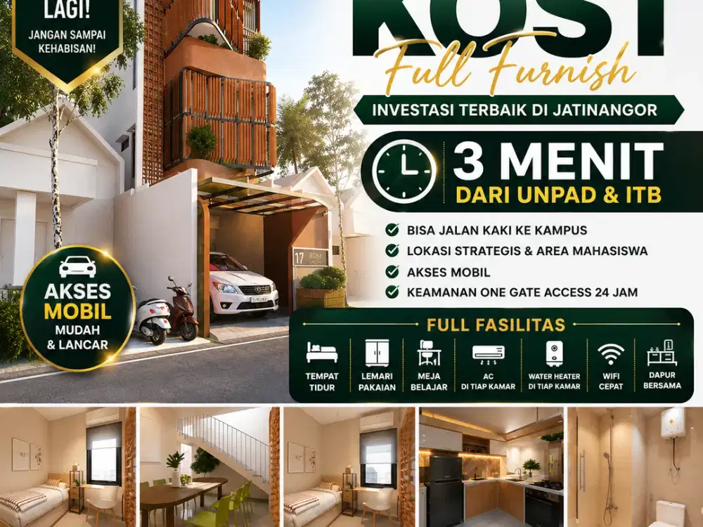 Investasi Kost 8 Kamar Full Furnish Dekat UNPAD, Cuma 1 Milyaran