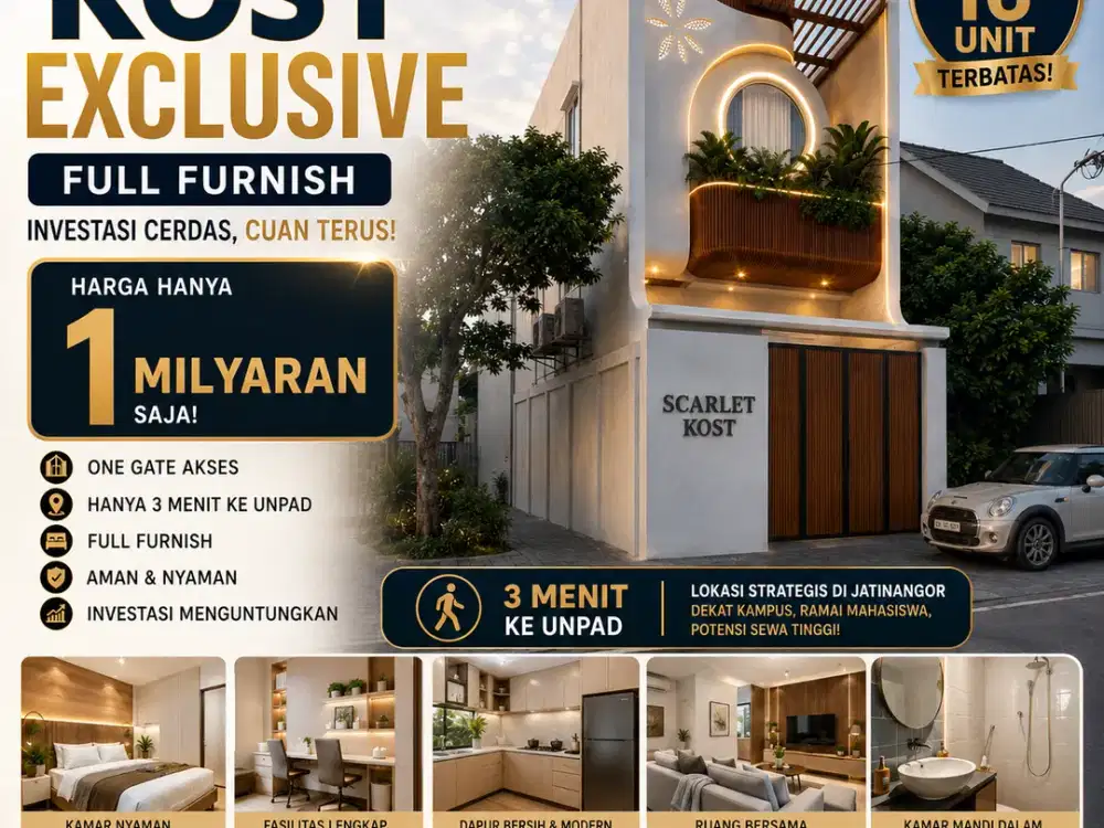 Dijual Kost Exclusive 6 Kamar Full Furnish, SHM, Bisa Cicilan 6x