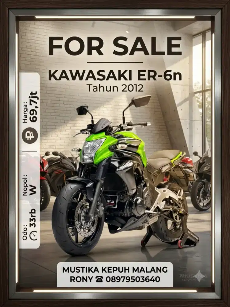 MOGE ENTRY‼️KAWASAKI ER6N TH 2012 WARNA FAVORIT HIJAU MULUS SIAP PAKAI