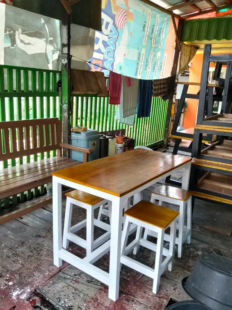 Meja makan warung + kursi 4