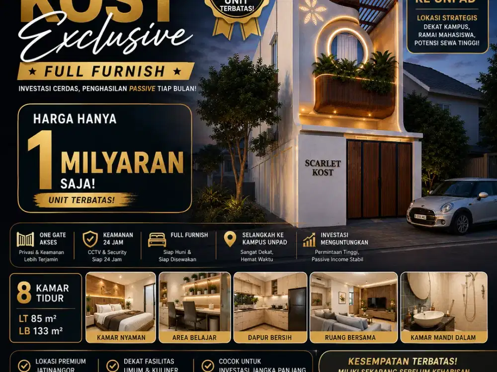 Kost Siap Usaha! 6 Kamar Full Furnish, SHM, Bisa Cash Bertahap Jatinangor