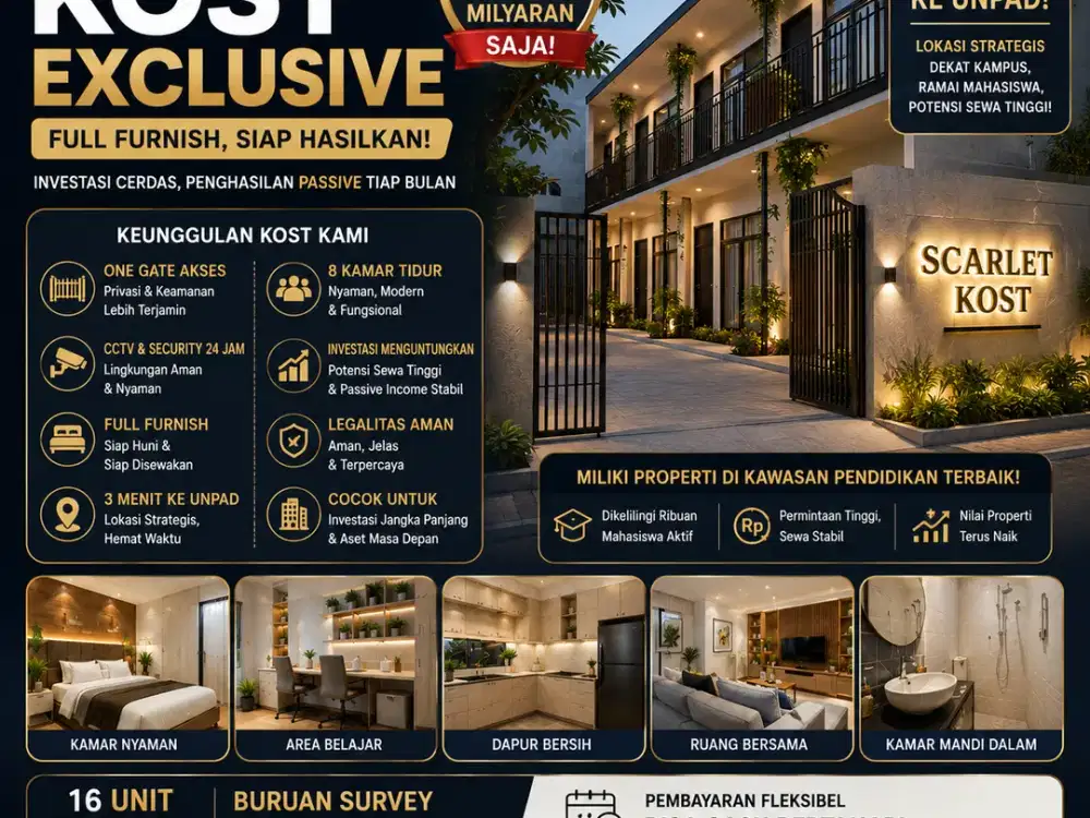 Saatnya Punya Kost Sendiri! 6 Kamar Full Furnish Siap Disewakan