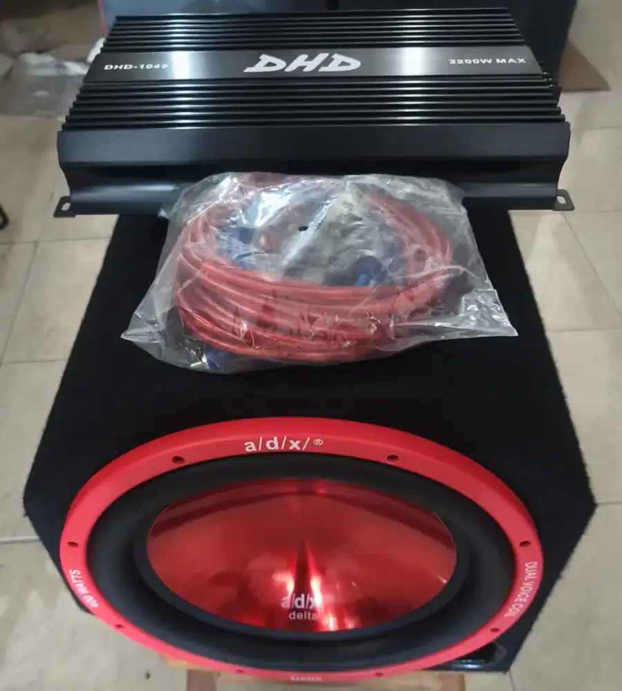 Audio Mobil Subwoofer 12, merk ADX + Power 4channel DHD, di dps