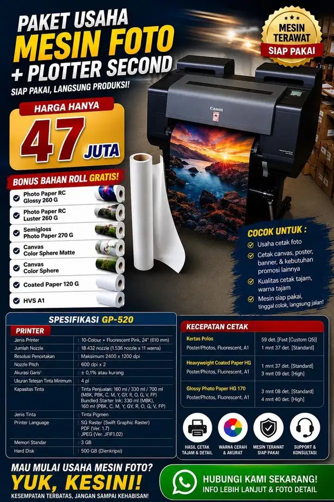 Dijual mesin printer canon image prograf GP-520