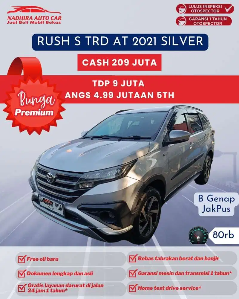 Angsuran 5 Jutaan Rush S TRD AT 2021 Silver