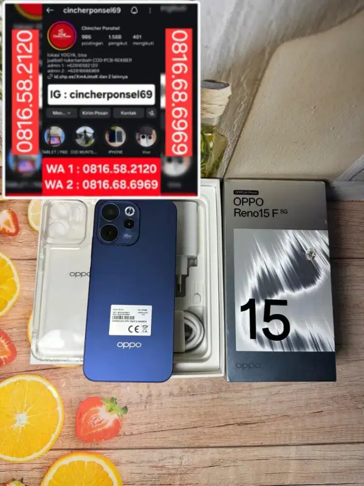 Jual HP Oppo Reno 15F 5G 12/256 likenew istimewa bekas untuk review aj