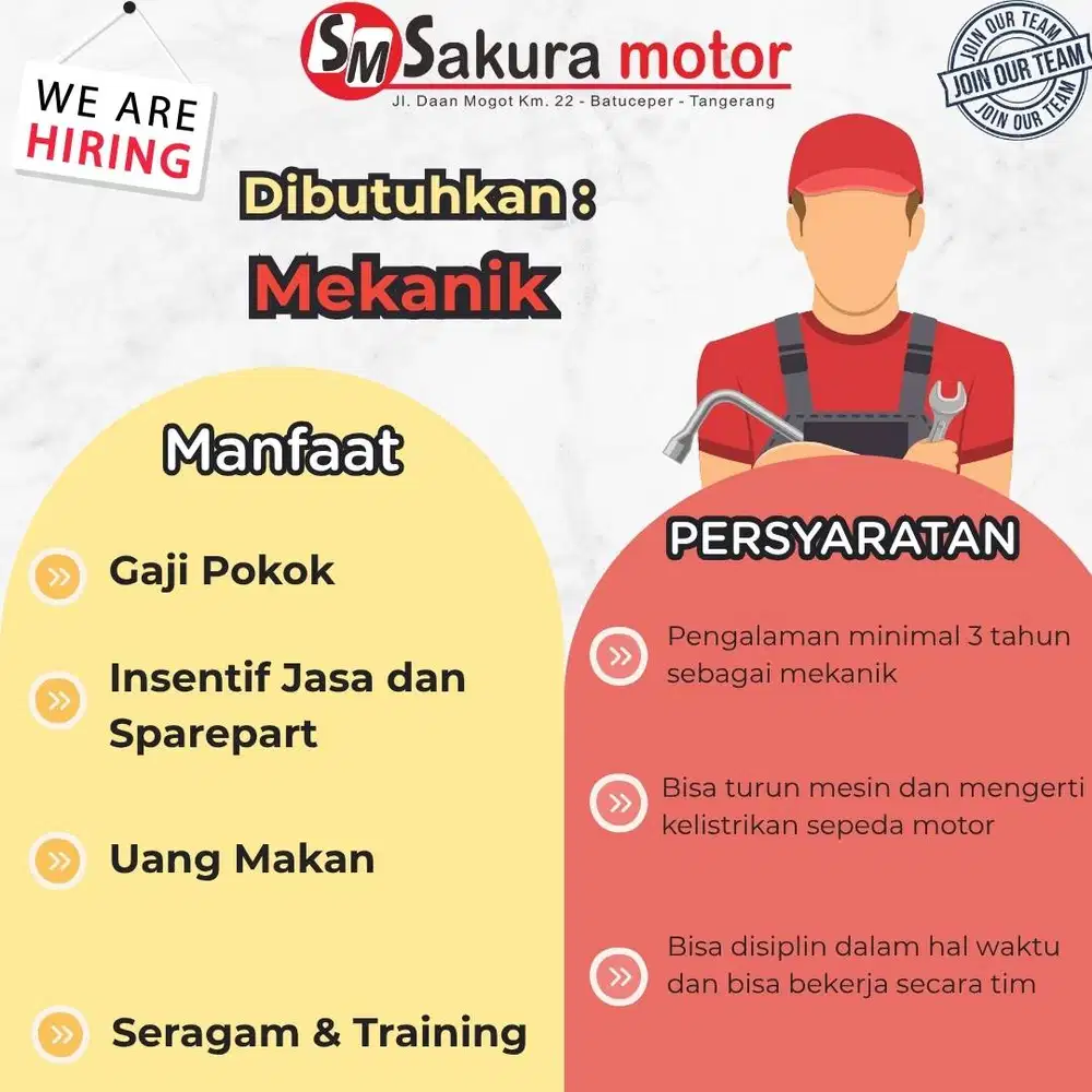 Lowongan Mekanik Motor Yamaha Berpengalaman - THP Tembus 4 Juta!