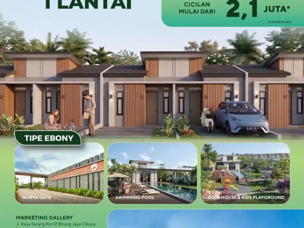 Dijual Rumah Baru Angsuran 2 Jutaan Tanpa DP di Cluster Elit dekat Citra Raya Tangerang