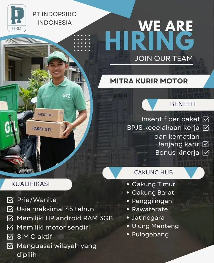 Di butuhkan kurir ekspedisi