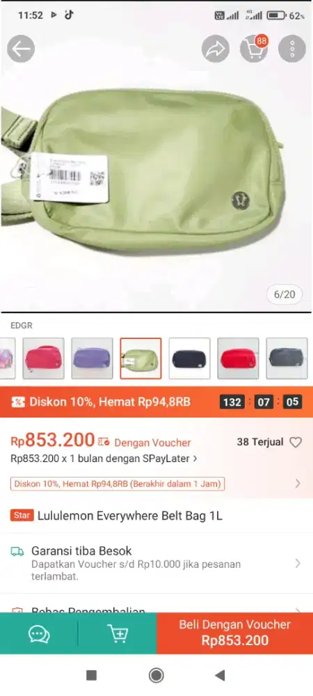 Tas  LULULEMON EVERYWHERE BELT BAG 1L ORI 
Jual cpt
