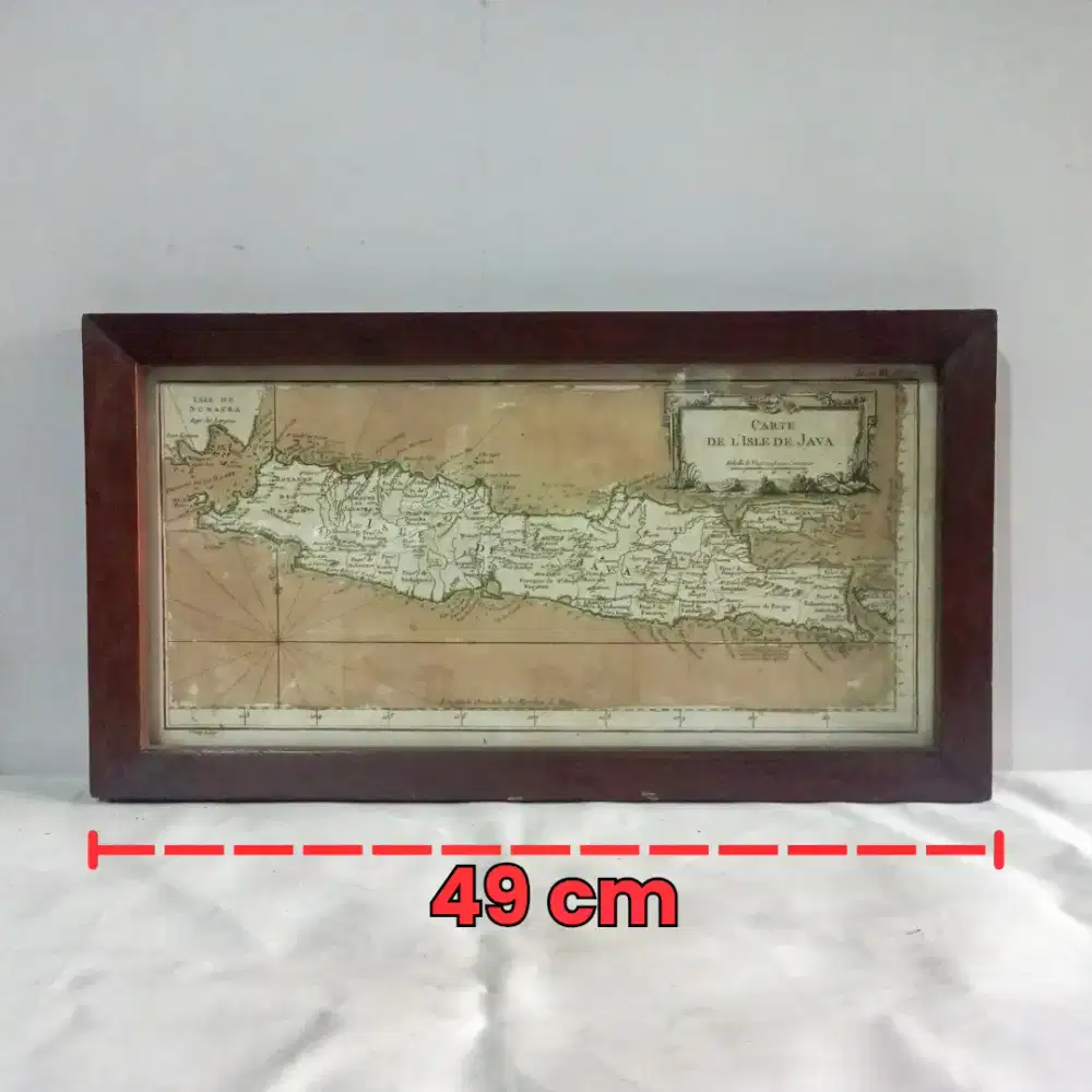 Peta Antik Pulau Jawa 1764 Carte De L'Isle De Java Bingkai Jati Tua