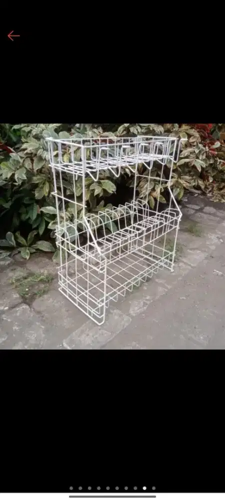 Rak Piring Besi Kawat 3 Susun + Tempat Gelas (Kondisi Bagus)