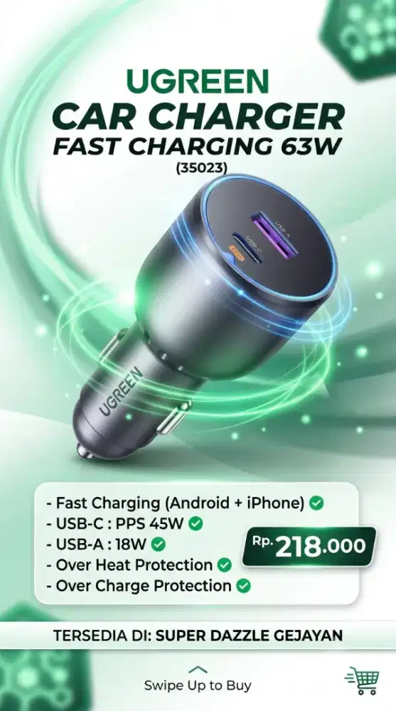 UGREEN CAR CHARGER 63W (35023)
