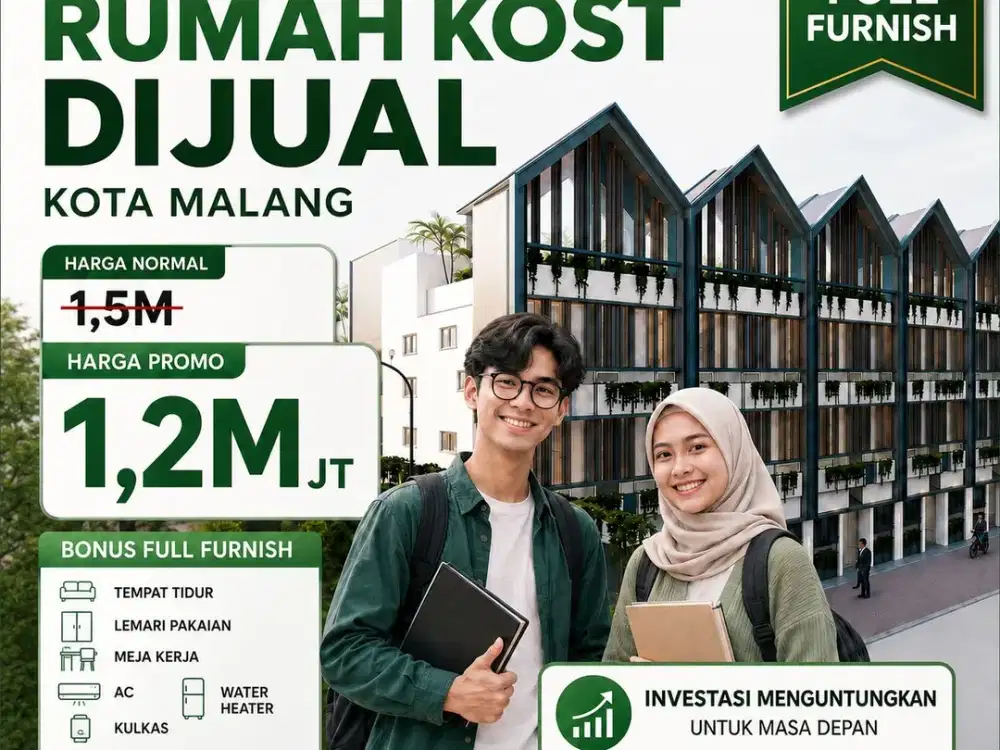 Rumah Kost cluster inden bangun dekat kampus brawijaya kota malang