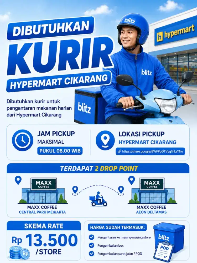 LOWONGAN MITRA KURIR BLITZ – PROJECT HYPERMART