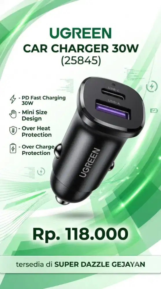 UGREEN CAR CHARGER 30W (25845)