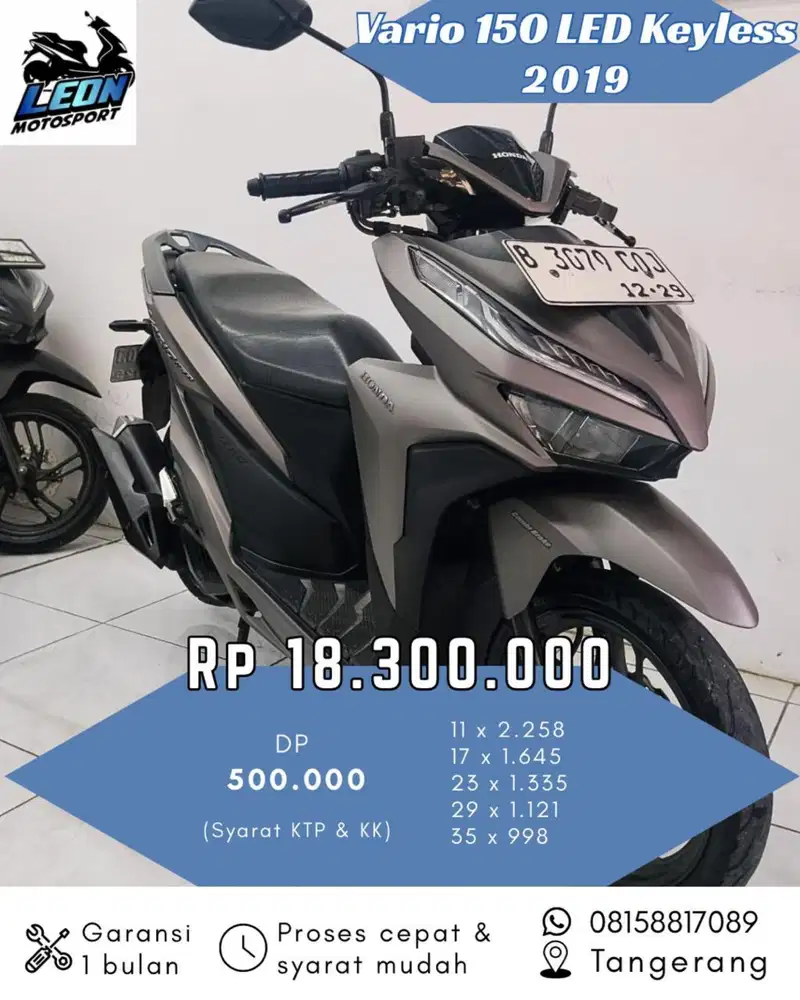 Vario 150 keyless 2019, jual beli motor seken