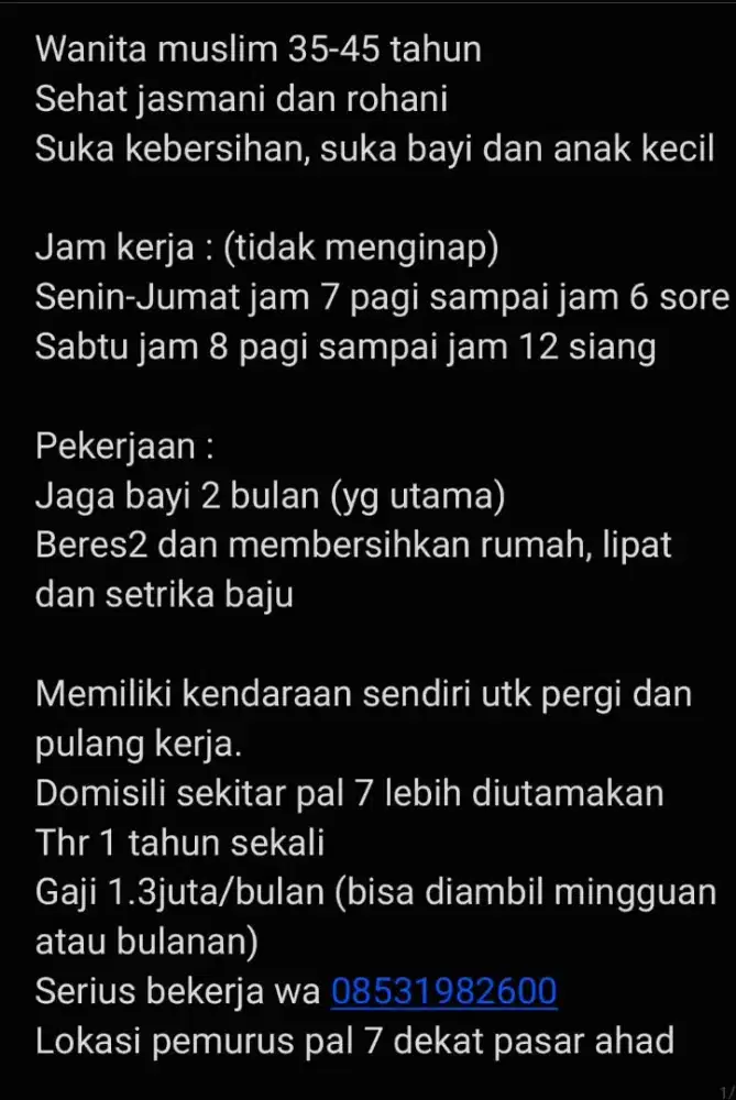Lowongan kerja asuh bayi