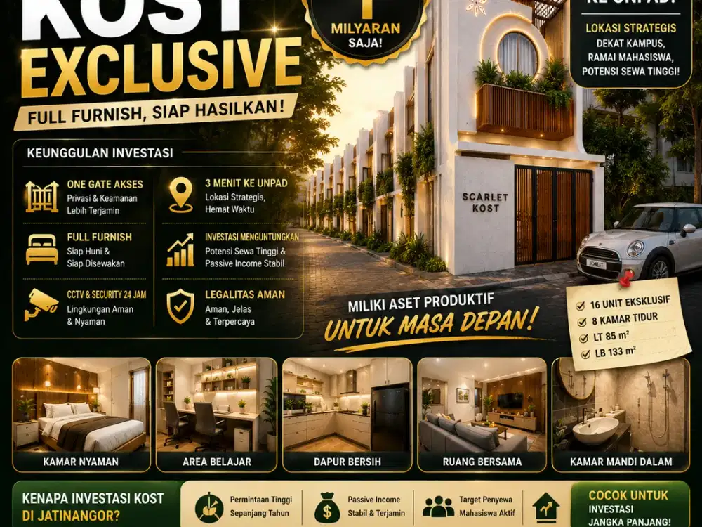 Investasi Aman! Kost 6 Kamar Full Furnish Siap Menghasilkan