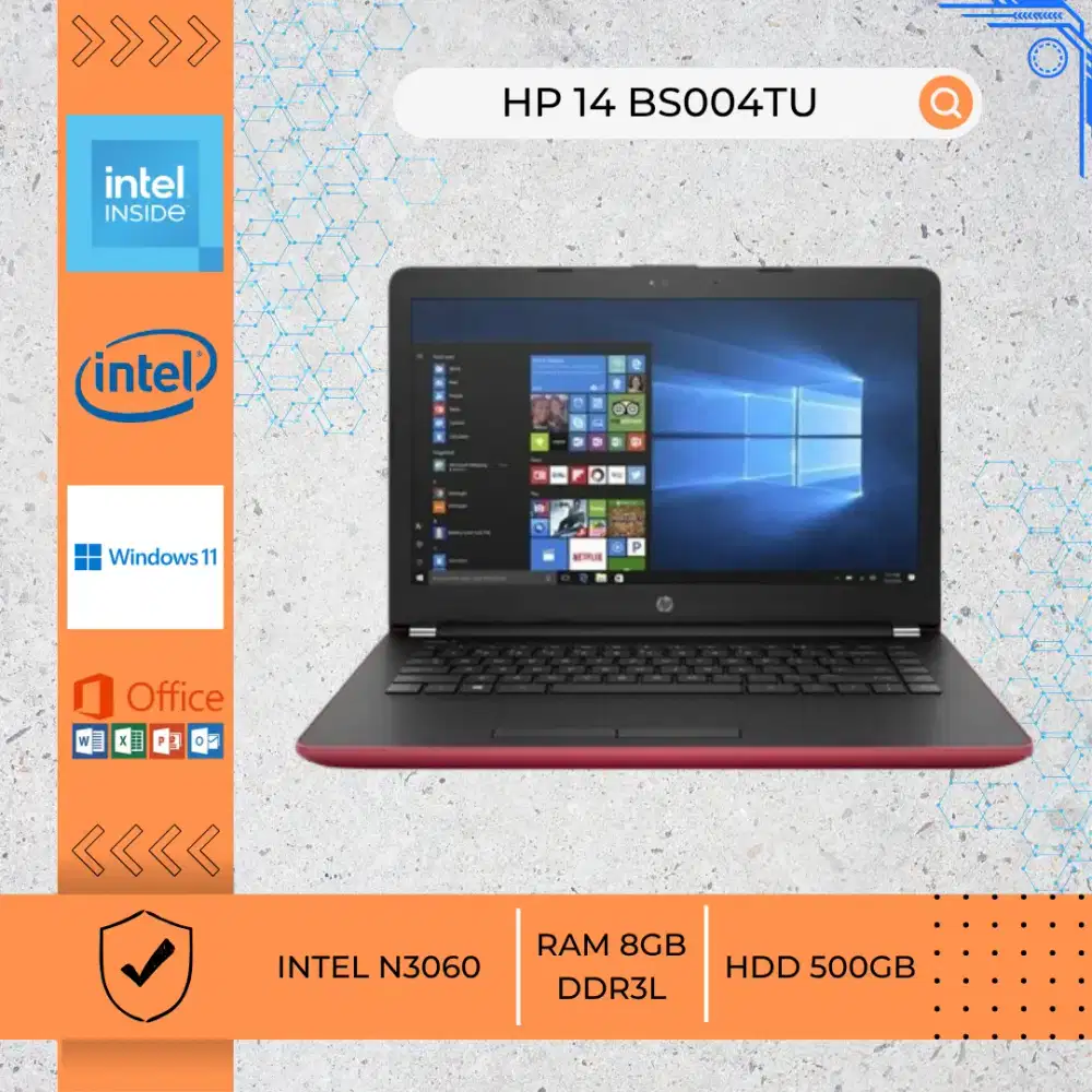 LAPTOP BEKAS HP 14 BS004TU INTEL N3060 RAM 8GB DDR3L HDD 500GB 14INCH