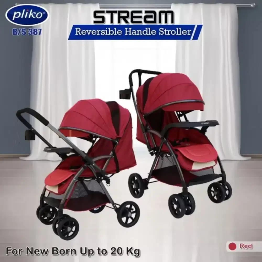 Dijual Cepat Stroller Pliko Stream Maroon