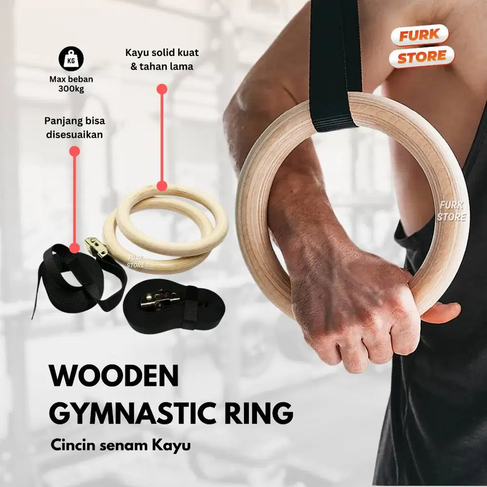 Gymnastic Ring Wood GRW01 – Wooden Gym Ring Profesional untuk Latihan