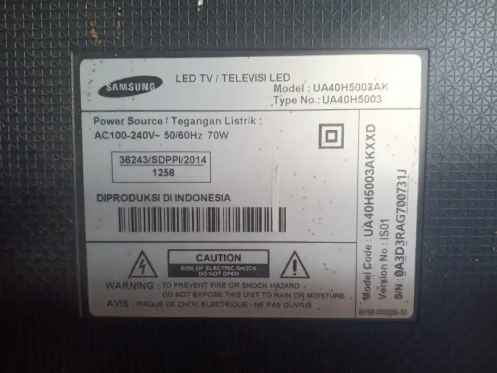 Samsung 40 inch layar pecah