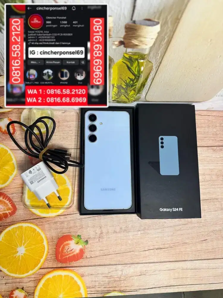 Jual hp SAMSUNG S24 fe 5g 8/256 siap pakai FREE adaptor n case